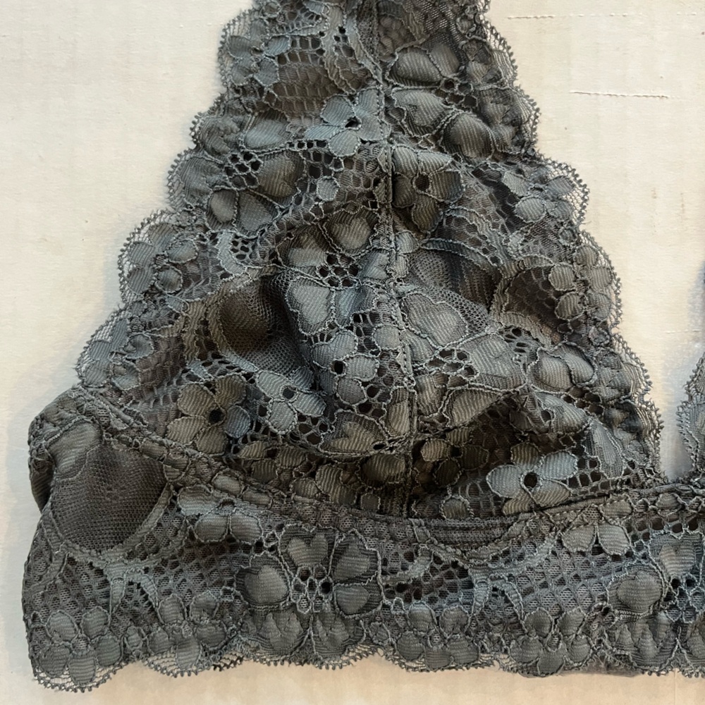 Free People Intimately Galloon gray lace halter bra bralette - Picture 2 of 8